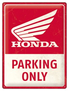 Blaszany szyld motocyklowy 3D Honda "Parking only" 